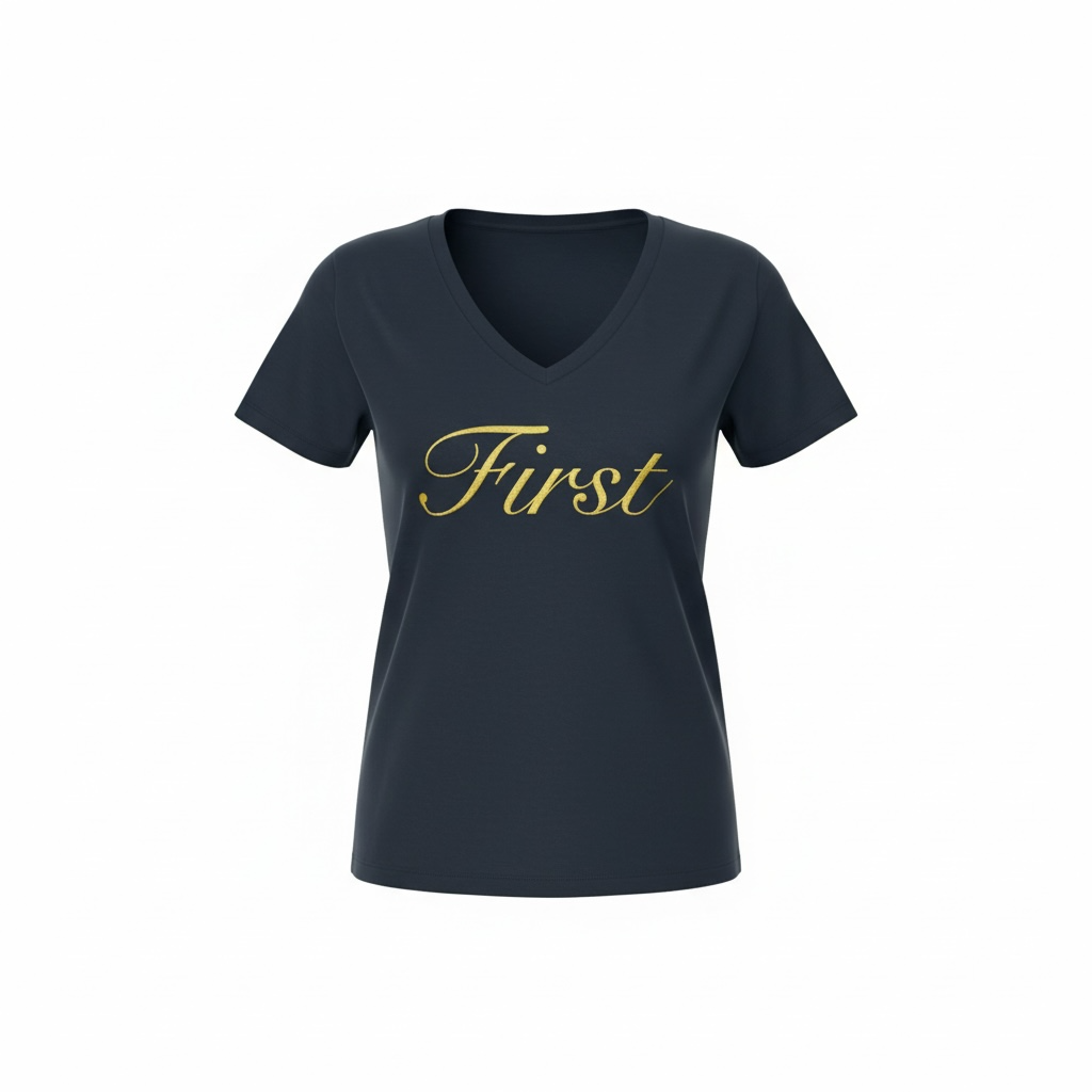 First Women's Deep V Navy w/Gold