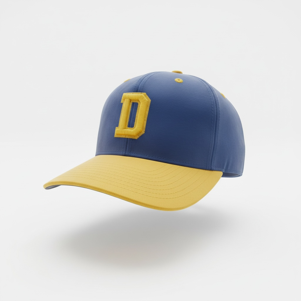 "D" Twill Snapback hat Blue w/Gold embroidery