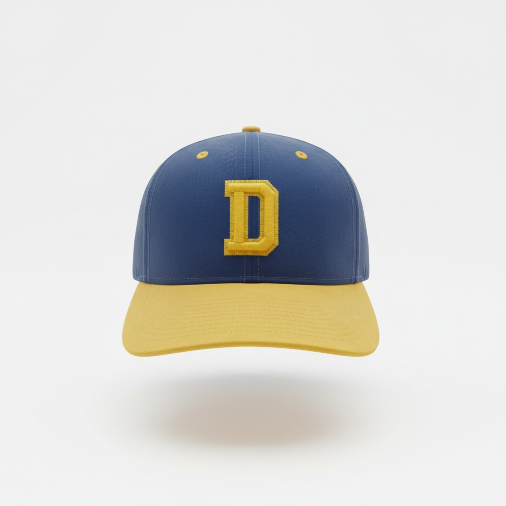 "D" Twill Snapback hat Blue w/Gold embroidery
