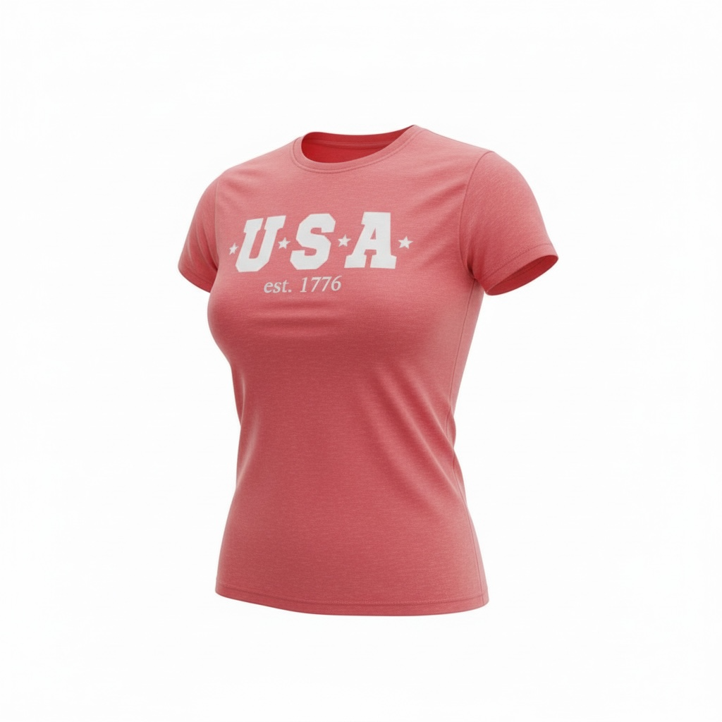 USA Women's Shirt Pink w/ White USA
